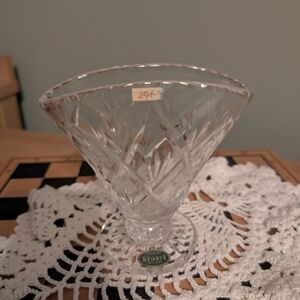 Stuart Crystal Cut Glass Fan Vase Antique